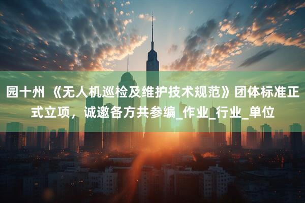 园十州 《无人机巡检及维护技术规范》团体标准正式立项，诚邀各方共参编_作业_行业_单位
